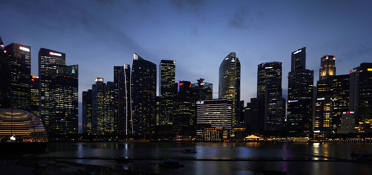 Singapore's marina bay skyline, site of Art SG 2023